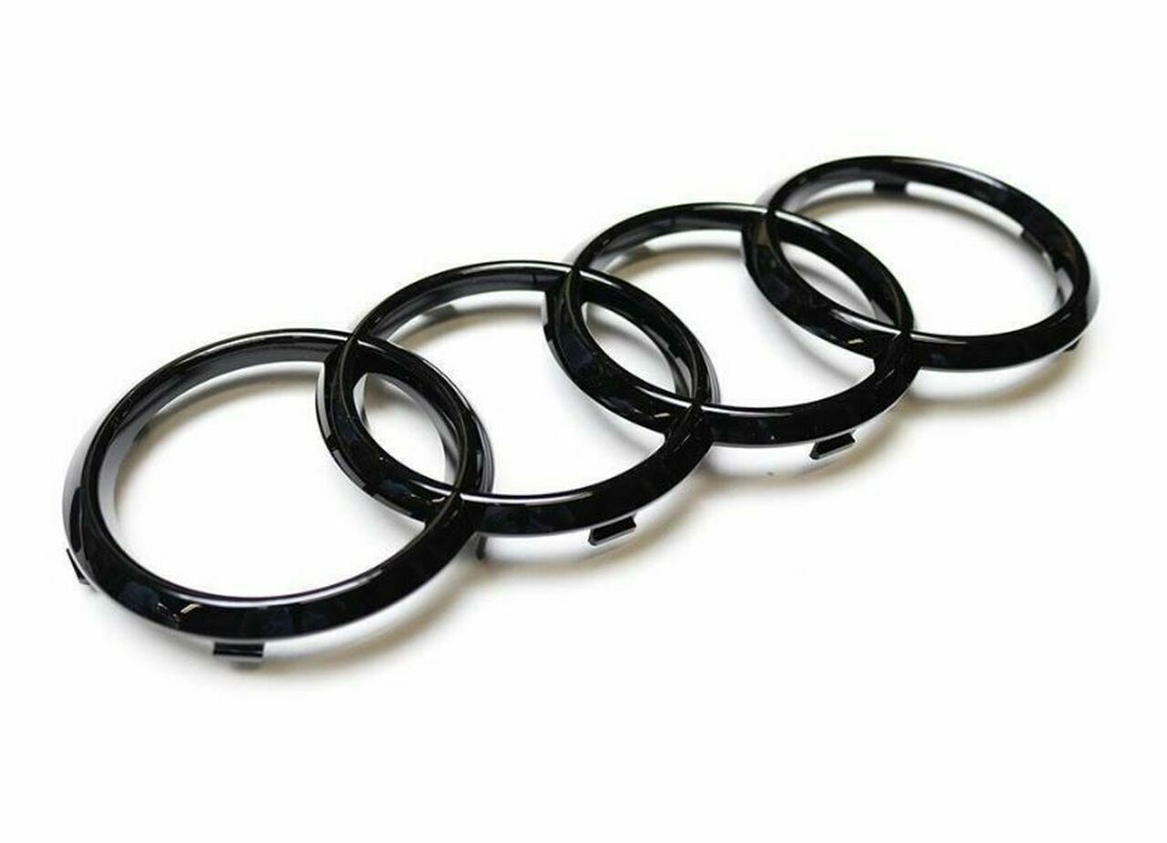 285mm - Stemma Logo Anteriore Cofano - Audi A6 Q3 Q5 Q7 - Nero Lucido - immagine 2