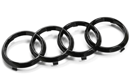 285mm - Stemma Logo Anteriore Cofano - Audi A6 Q3 Q5 Q7 - Nero Lucido - immagine 3