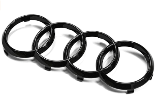 285mm - Stemma Logo Anteriore Cofano - Audi A6 Q3 Q5 Q7 - Nero Lucido