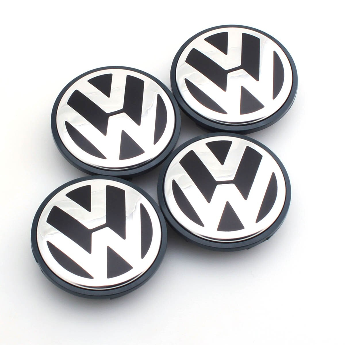 Set Di 4 Tappi Coprimozzo Logo - VW Volkswagen - 55mm 56mm 65mm