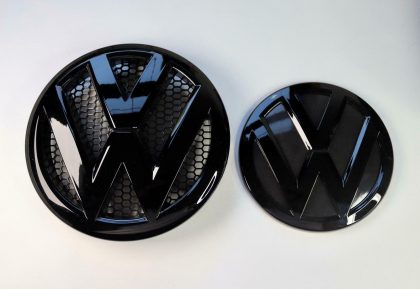 VW Volkswagen Transporter T5.1 - Coppia Stemma Logo - Anteriore Posteriore - Nero
