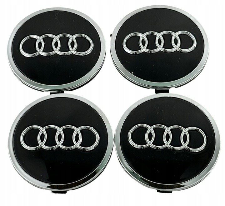 Set Di 4 Tappi Coprimozzo Logo Stemma - Audi - 60mm 61mm 68mm 69mm - immagine 3
