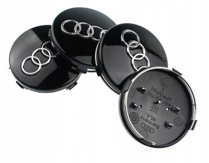 Set Di 4 Tappi Coprimozzo Logo Stemma - Audi - 60mm 61mm 68mm 69mm - immagine 2