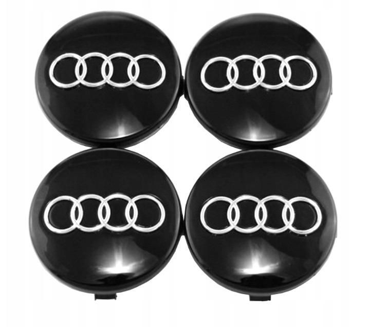 Set Di 4 Tappi Coprimozzo Logo Stemma - Audi - 60mm 61mm 68mm 69mm
