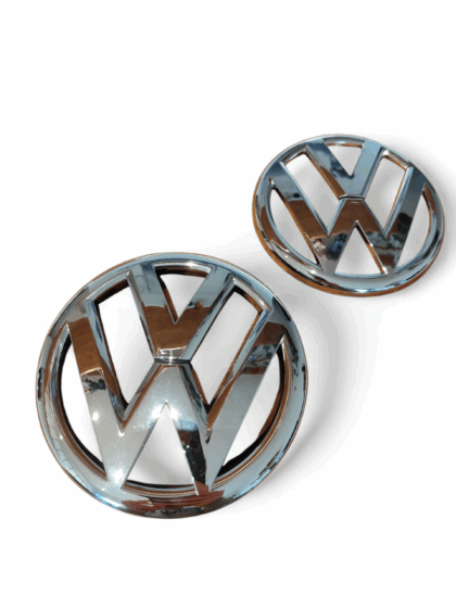 VW Polo 5 (6R) 2009-2013 - Coppia Stemma Logo Anteriore Posteriore - Argento Cromato