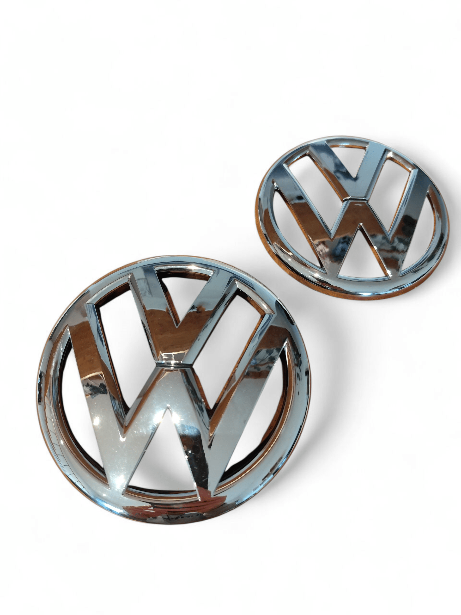 VW Polo 5 (6R) 2009-2013 - Coppia Stemma Logo Anteriore Posteriore - Argento Cromato