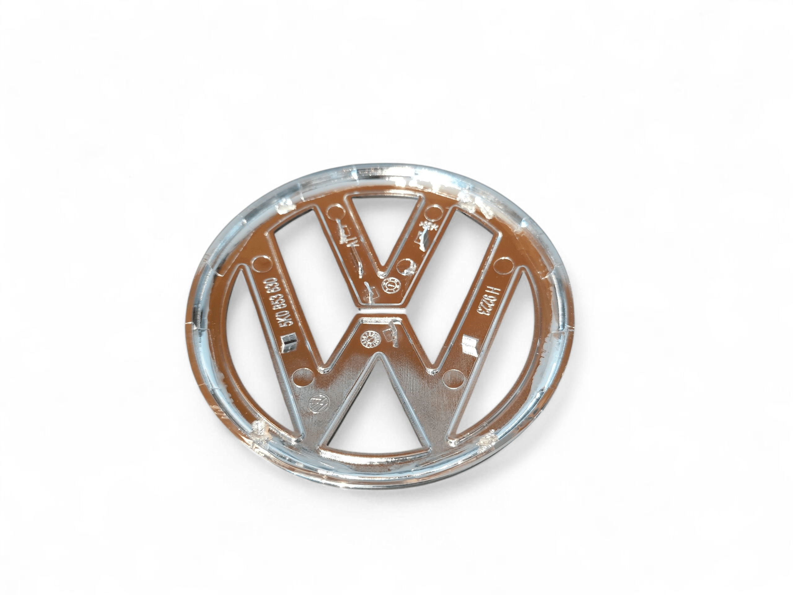 VW Polo 5 (6R) 2009-2013 - Coppia Stemma Logo Anteriore Posteriore - Argento Cromato - immagine 5